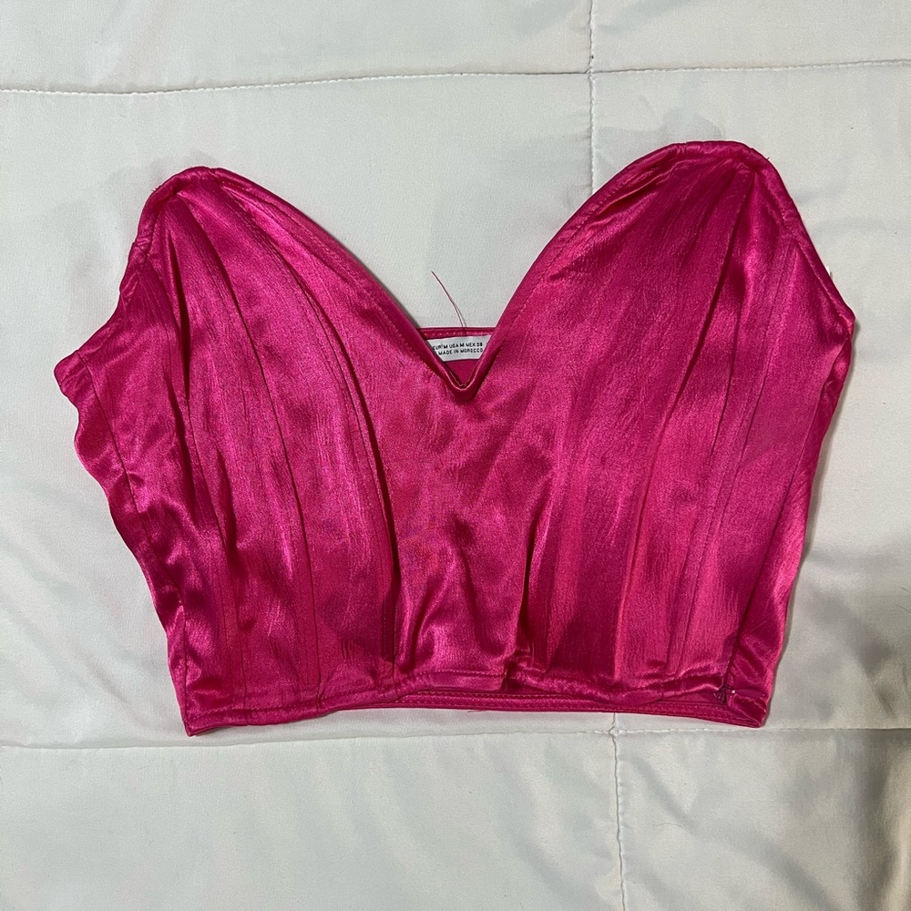 Zara pink satin corset top